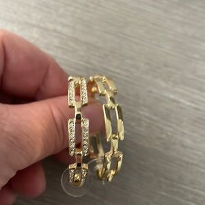 Gold Hoop Earrings with Crystals